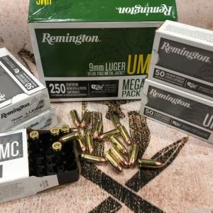 250 Rounds 9mm Remington 115 GR OR PMC 124 GR Brass FMJ Five boxes of 50