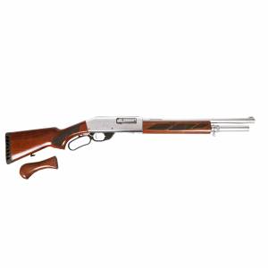 Finally a Lever Action that fits nearly any budget. Black Aces Tactical is proud to announce the release of the long awaited Lever Action 12 gauge shotguns! These shotguns are very special in that not only are traditional style shotguns with a full stock, but they also come with the shorty grip! Specs Are: 12 Gauge chambered for 2 3/4″ and 3″ 18.5″ Barrel 6+1 Capacity Medium Sized Loop Shoulder Stock and Birds Head Grip Standard Low 6.4 lb weight LOP 14.25″ 39″ overall length 31″ overall length with short grip Chokes included (Benelli Mobil Style) Receiver material – Aluminum
